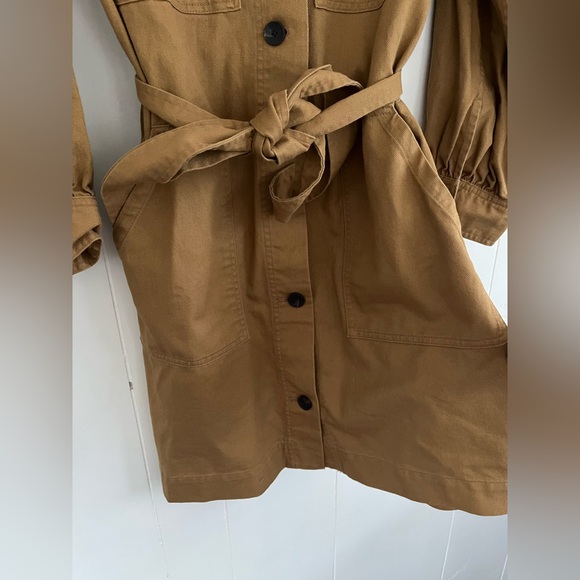 Free Assembly Womens Long Sleeve Belted Utility Mini Dress Tan Size Large - Picture 7 of 13